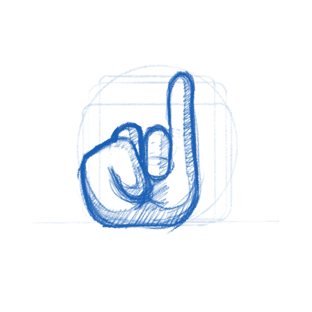 Sketch of a hand rasing a pinky. Somehow appears dirty.