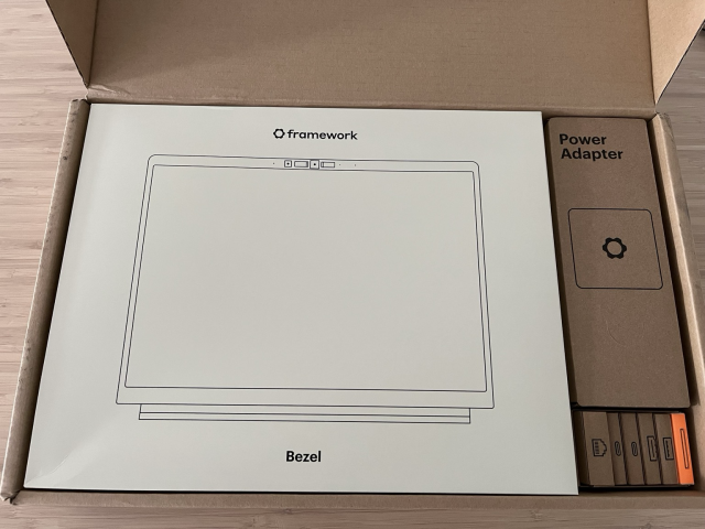 Framework laptop inside its packaging 