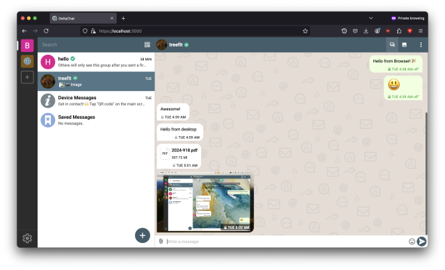 deltachat desktop running in firefox instead of electron.