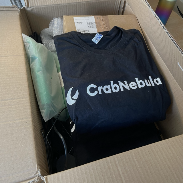 Box with Crabnebula shirt