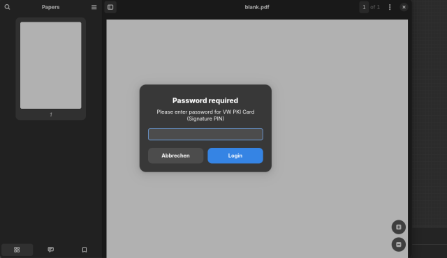 Screenshot of "Papers" showing signing dialog