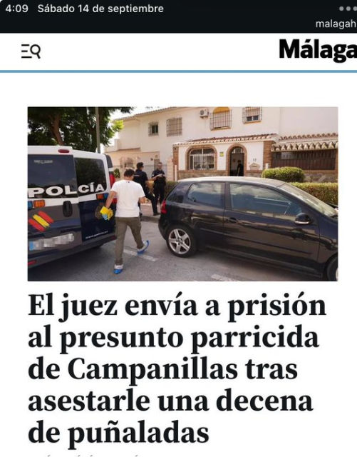 Titulr "El juez envía a prisión al presunto parricida de Campanillas tras asestarle una decena de puñaladas"