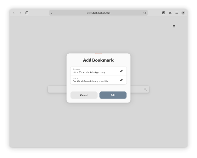 The Add Bookmark dialog.