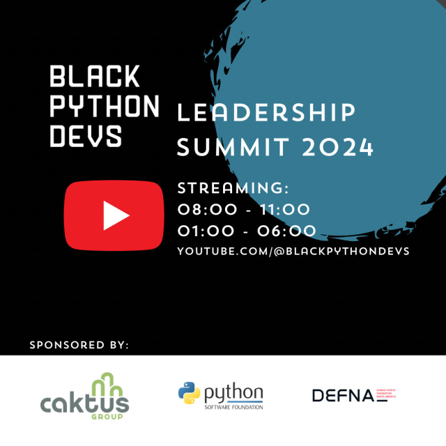 Image for Black Python Devs Leadership Summit Livestream Schedule and youtube url. 