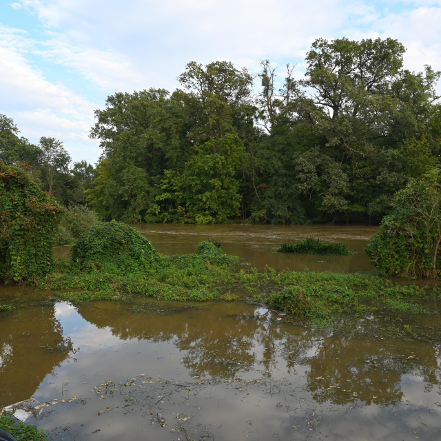 A photo of an area affected by the recent floods and heavy rain in Wrocław, Poland.