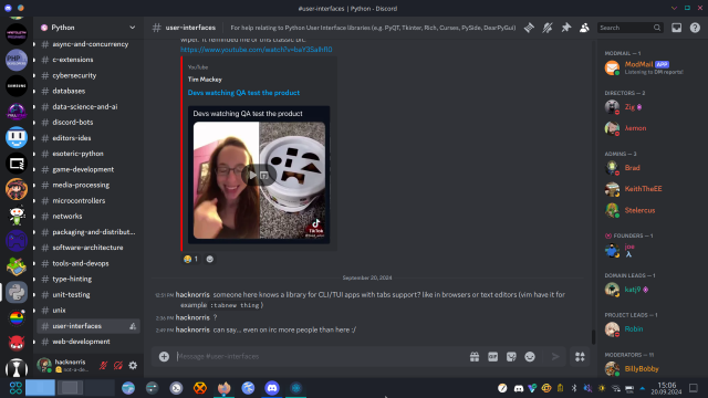 screenshot of discord. no message problems but noone replies even after asking twice