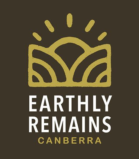 The logo for Earthly Remains Canberra. A sub dawning between two hills.