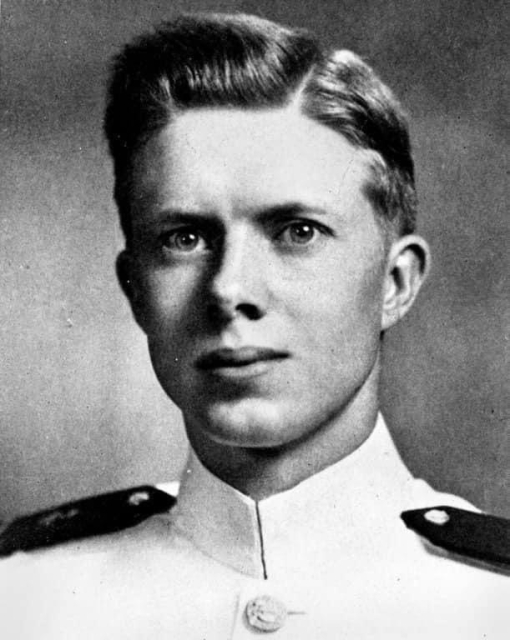 A picture of a young Jimmy Carter in his naval uniform