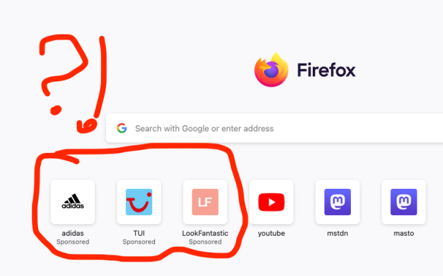 Ads on my default firefox tab after update