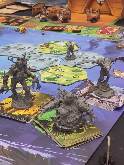 A closeup picture of a game of the upcoming Valheim board game.