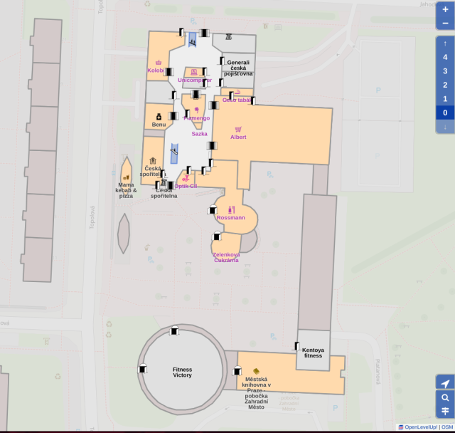 Indoor map of the first floor of the same shopping mall