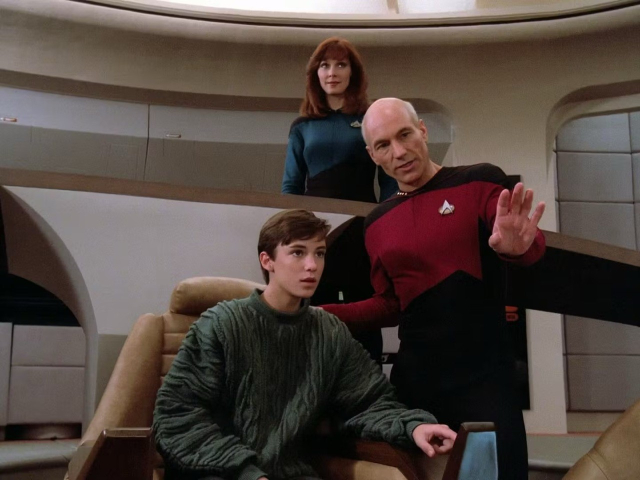 Wesley Crusher and Captain Picard in the pilot of TNG