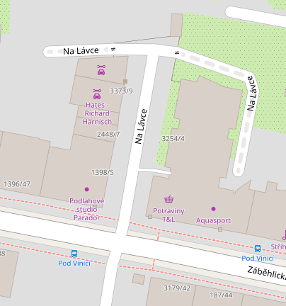 Na Lávce street in Open street maps