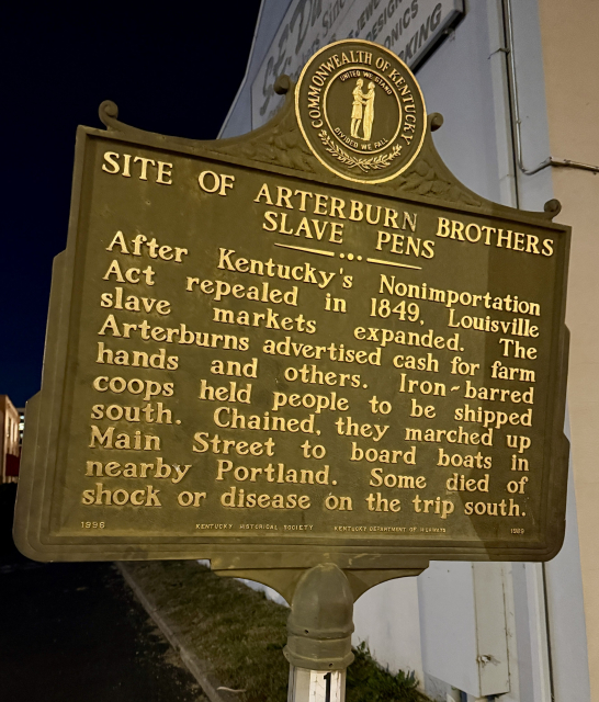 Slave cells historic marker in Louisville 