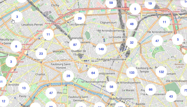 carte de Paris référençant les points d'eau potable