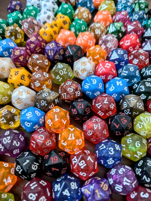 All colors of D20 dice