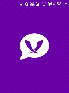 The Convo splash screen, which is basically an iconified XMPP logo in purple, inside a white speech bubble, on a purple background.