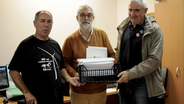 Bruno Centelles, Xilberte Manso e Anxo Reigosa, del Instituto de Estudos Miñoráns. Foto Miguel Núñez