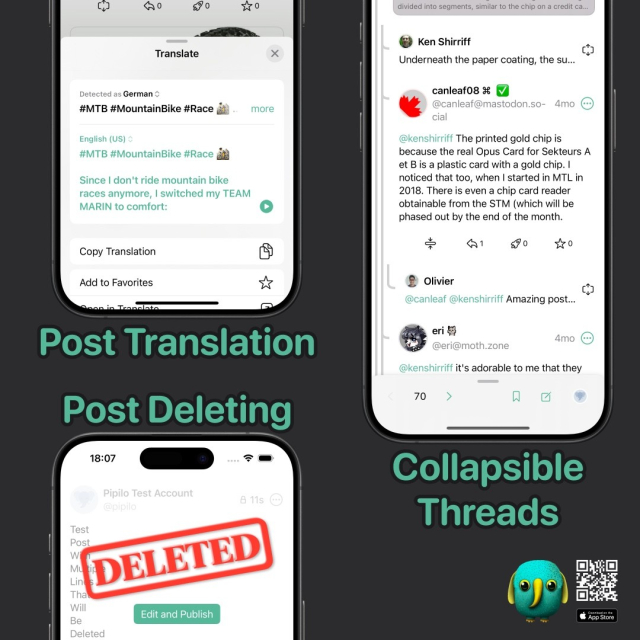 Preview of other new features like post translation, post deleting and collapsible post threads.