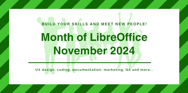 Month of LibreOffice banner, saying: Build your skills and meet new people