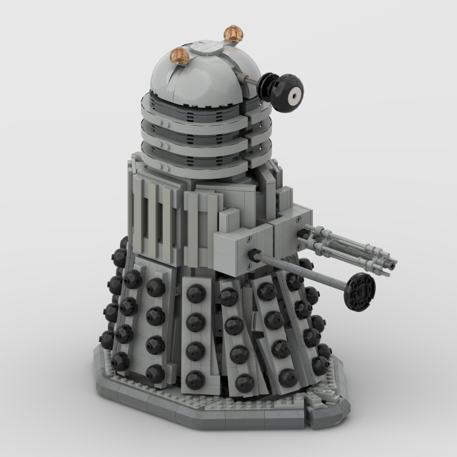 A Lego Grey and Black Dalek designed in Lego Studios