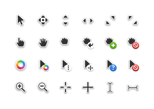 A grid of all the new mouse pointers in elementary OS 8