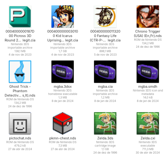 Screenshot of NDS/3DS cover thumbnails