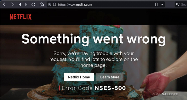 https/www.netflix.com Something went wrong Sorry, we're having trouble with your request. You'll find lots to explore on the home page. Learn More |Error Code NSES-500