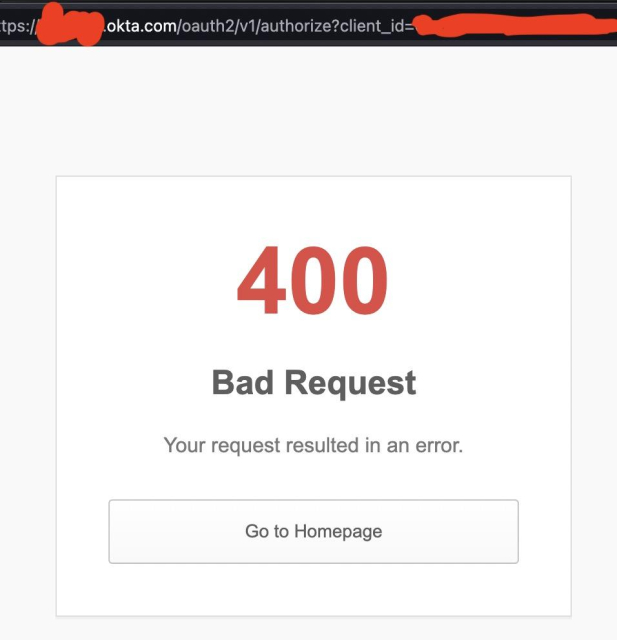 okta.com: Bad Request Your request resulted in an error. Go to Homepage 