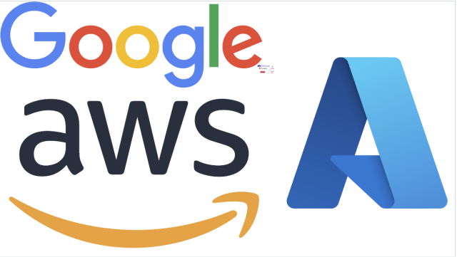 Google, AWS, Azure logos, plus some tiny European logos hidden next to the 'e' in Google. 