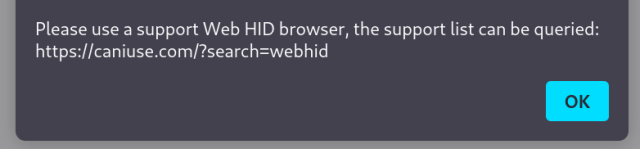 An alert that tell me to use a browser that implement a non-standard feature.