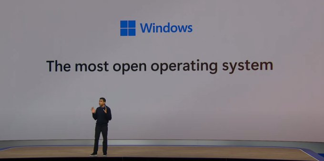 Some sort of Microsoft event where the guy in a black dress announces that Windows is the most open operating system.  This was first posted here https://x.com/thurrott/status/1861093298762301467
