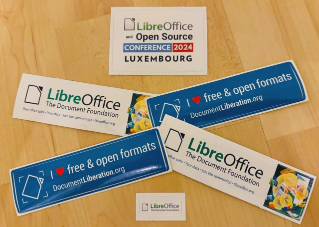 Photo of LibreOffice and Document Liberation Project stickers