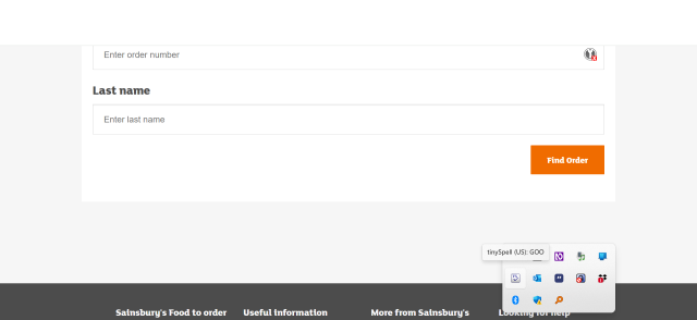 The Food to Order by Sainsbury's  page where you can amend an order. The options are Order Number and Last Name, but the last name field (which you may in fact not be able to determine visually at this point) is a secured, <input type="password">