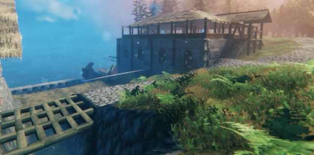 The wall of the dock house showing the new detailing. 