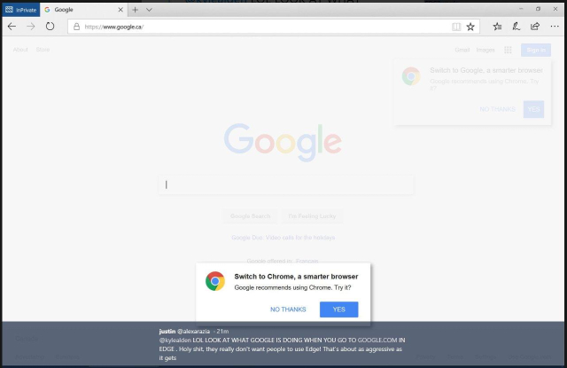 Google search screenshot -  switch to Chrome