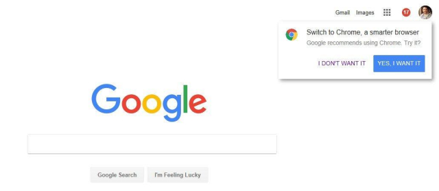 Google search screenshot -  switch to Chrome