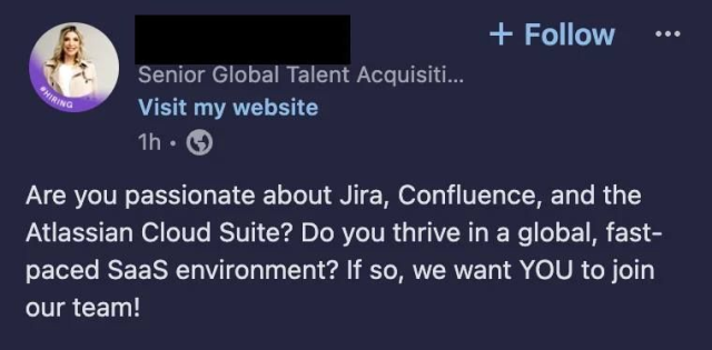 Senior Global Talent Acquisiti... Visit my website 1h:
 
Are you passionate about Jira, Confluence, and the Atlassian Cloud Suite? Do you thrive in a global, fast- paced SaaS environment? If so, we want YOU to join our team! 