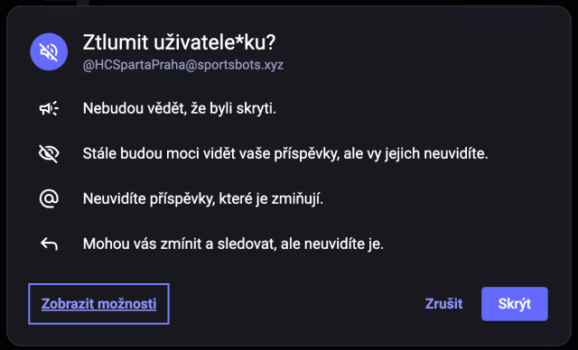 , v následujícím dialogu potvrďte skrýt…