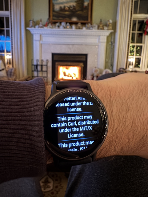 Garmin vivoactive 5 smartwatch showing that it may contain curl