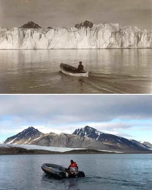 The Arctic ocean photographed in the same place, 107 years ago vs today