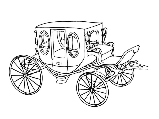 A line drawing of a carriage. 