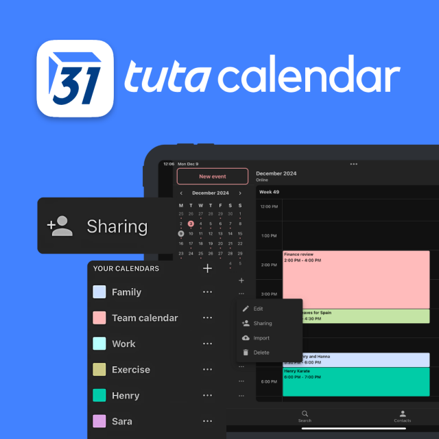Tuta Calendar sharing. 