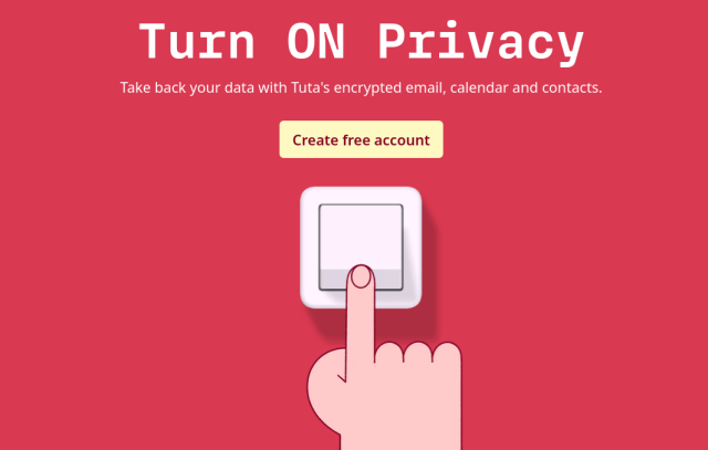 Screenshot from the Tuta website: Turn ON Privacy