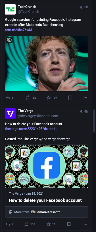 First post from TechCruch about how Google searches for delting FB and IG accounts has surged

Second post from The Verge: How to delete your Facebook account
