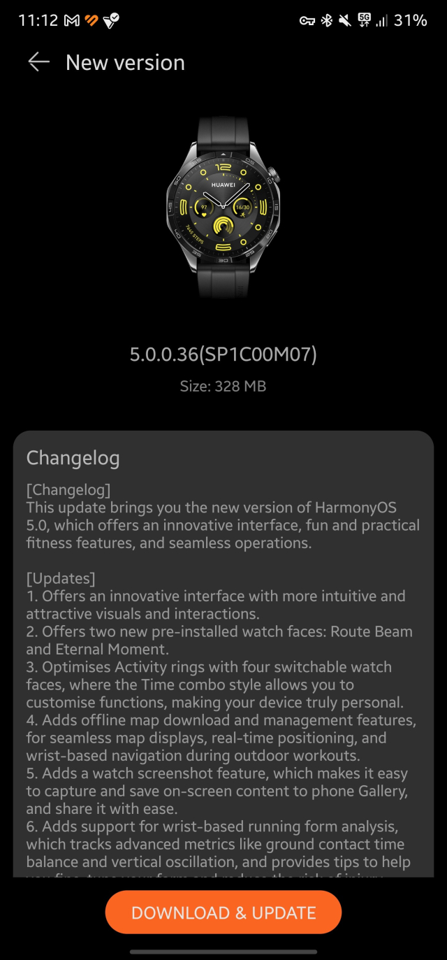 changelog from update