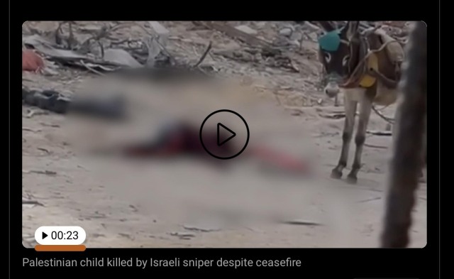 Palestinian child killed by Israeli sniper despite ceasefire 