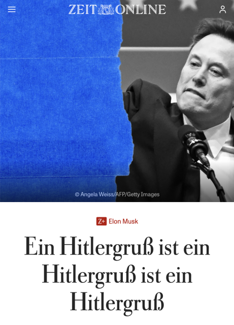 Headline of Die Zeit article: "Ein Hitlergruß ist ein Hitlergruß ist ein Hitlergruß"