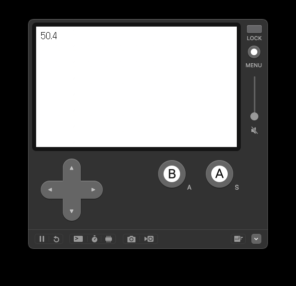 Playdate simulator app. in the corner, small text reads "50.4"