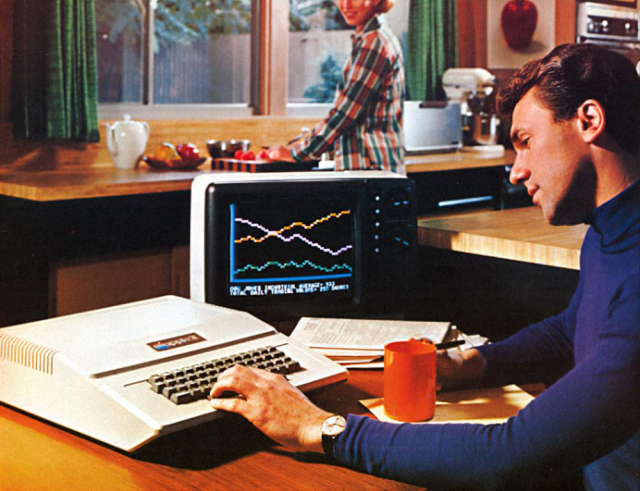 A photo from a 1970s Apple II advertisement.